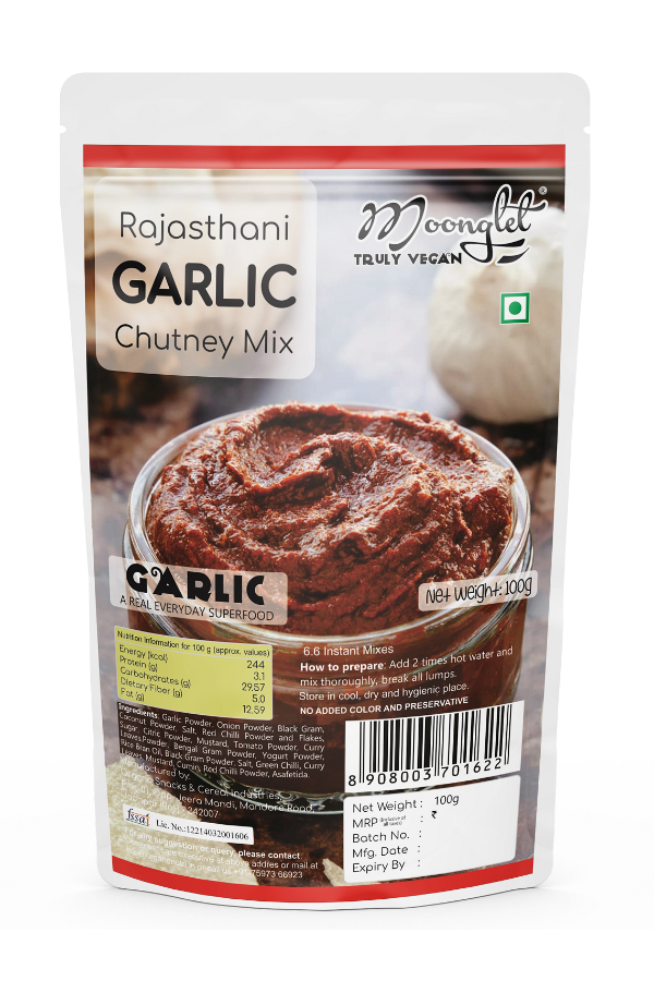 Moonglet - Instant Garlic Chutney Mix | 300g (3 Packs of 100g Each) | Superfood Chutney | Add 2 Times Warm Water to Prepare